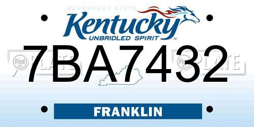 7BA7432 Kentucky License Plate