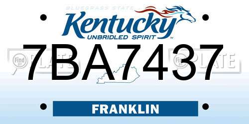 7BA7437 Kentucky License Plate