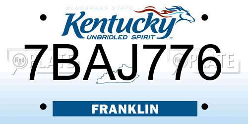 7BAJ776 Kentucky License Plate
