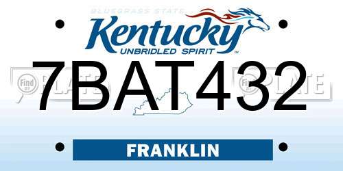 7BAT432 Kentucky License Plate