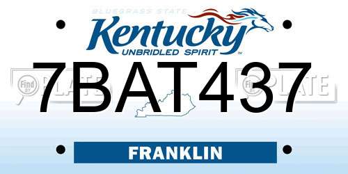 7BAT437 Kentucky License Plate
