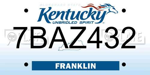 7BAZ432 Kentucky License Plate