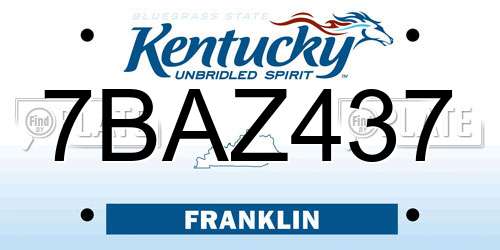 7BAZ437 Kentucky License Plate