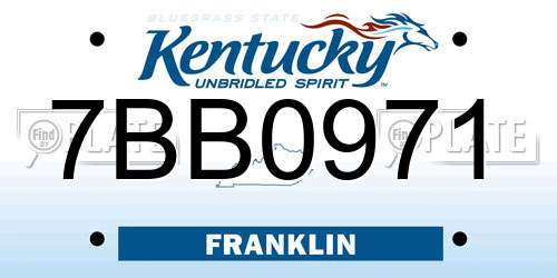 7BB0971 Kentucky License Plate