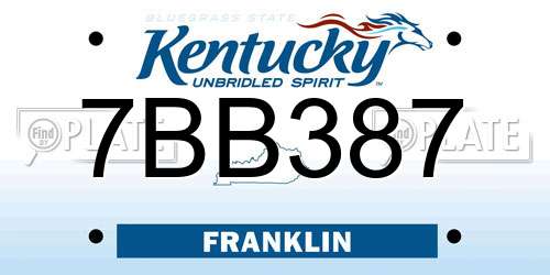 7BB387 Kentucky License Plate