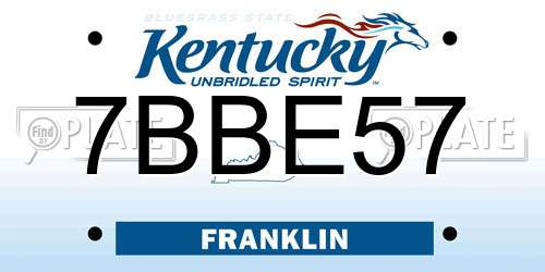 7BBE57 Kentucky License Plate