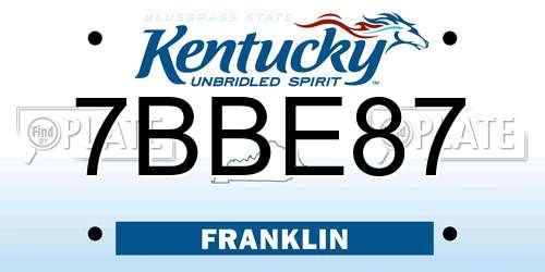 7BBE87 Kentucky License Plate
