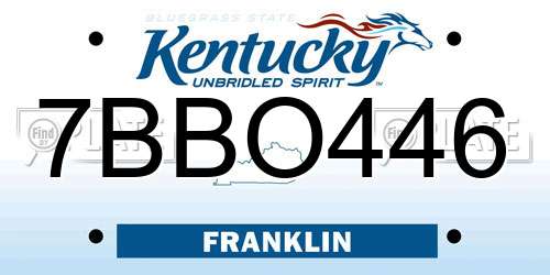 7BBO446 Kentucky License Plate