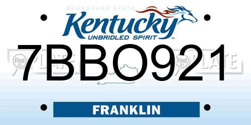7BBO921 Kentucky License Plate