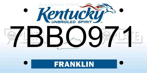 7BBO971 Kentucky License Plate