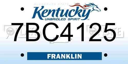 7BC4125 Kentucky License Plate