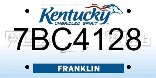 7BC4128 Kentucky License Plate