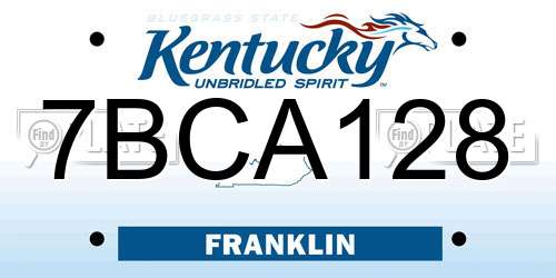 7BCA128 Kentucky License Plate