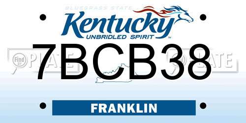 7BCB38 Kentucky License Plate