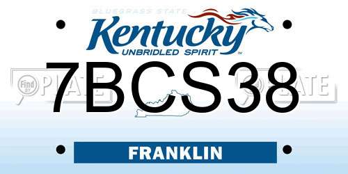 7BCS38 Kentucky License Plate