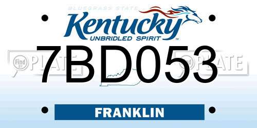 7BD053 Kentucky License Plate