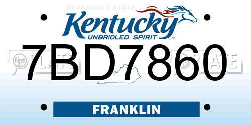 7BD7860 Kentucky License Plate