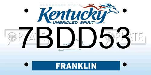 7BDD53 Kentucky License Plate