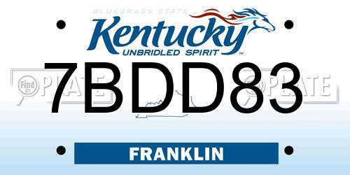 7BDD83 Kentucky License Plate