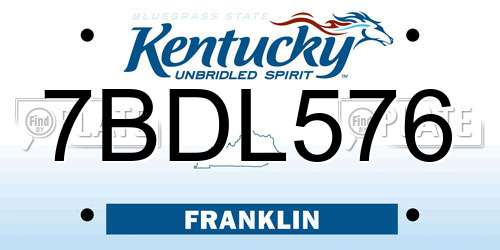 7BDL576 Kentucky License Plate