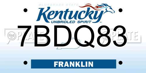 7BDQ83 Kentucky License Plate