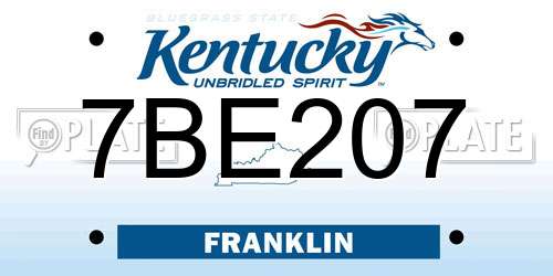 7BE207 Kentucky License Plate