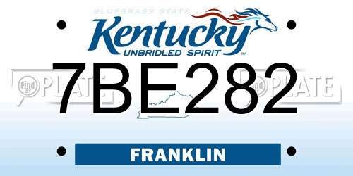7BE282 Kentucky License Plate