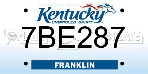 7BE287 Kentucky License Plate