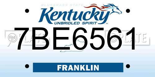 7BE6561 Kentucky License Plate