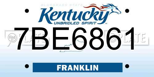 7BE6861 Kentucky License Plate