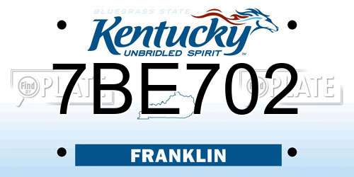 7BE702 Kentucky License Plate