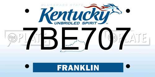 7BE707 Kentucky License Plate
