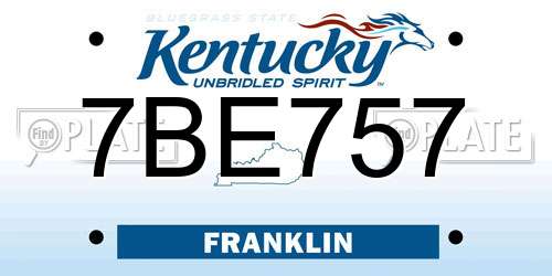 7BE757 Kentucky License Plate