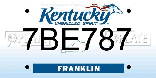 7BE787 Kentucky License Plate