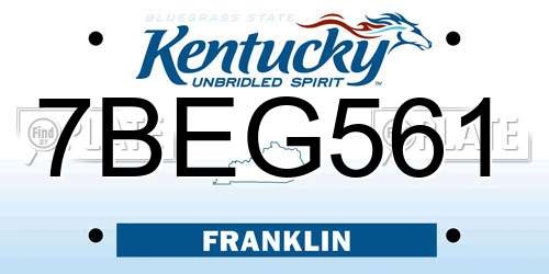 7BEG561 Kentucky License Plate