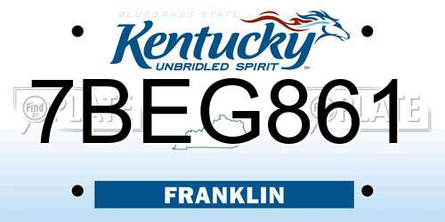 7BEG861 Kentucky License Plate