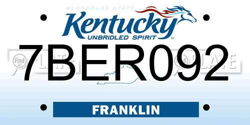 7BER092 Kentucky License Plate