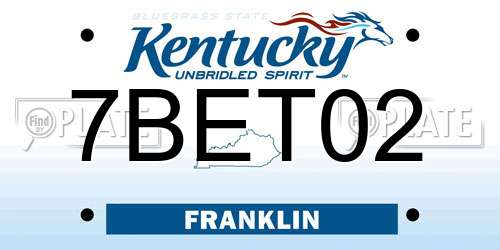7BET02 Kentucky License Plate