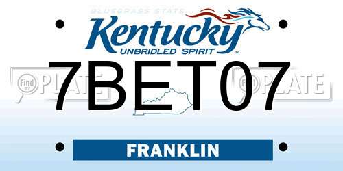7BET07 Kentucky License Plate