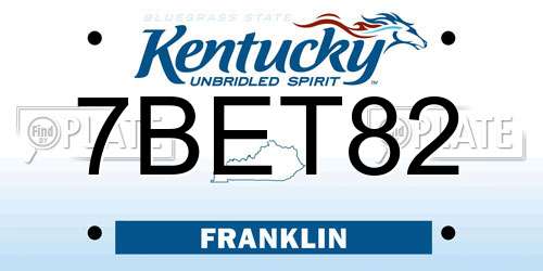 7BET82 Kentucky License Plate