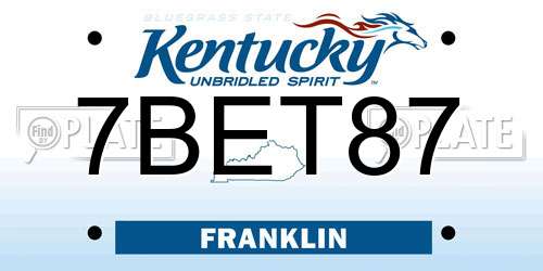 7BET87 Kentucky License Plate