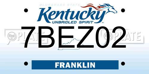 7BEZ02 Kentucky License Plate
