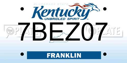 7BEZ07 Kentucky License Plate