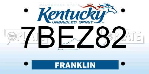 7BEZ82 Kentucky License Plate
