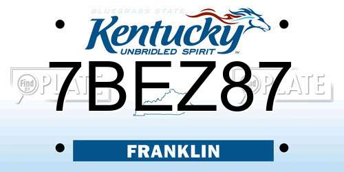 7BEZ87 Kentucky License Plate