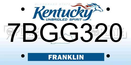 7BGG320 Kentucky License Plate