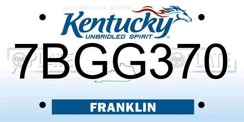 7BGG370 Kentucky License Plate