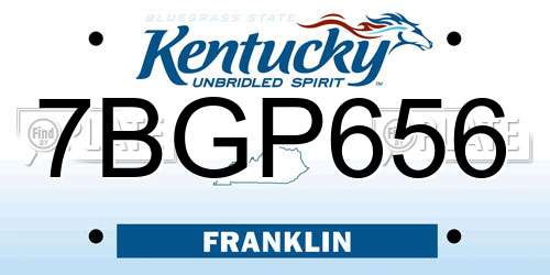 7BGP656 Kentucky License Plate