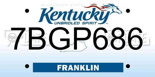 7BGP686 Kentucky License Plate