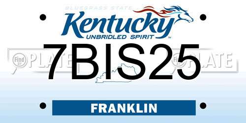 7BIS25 Kentucky License Plate